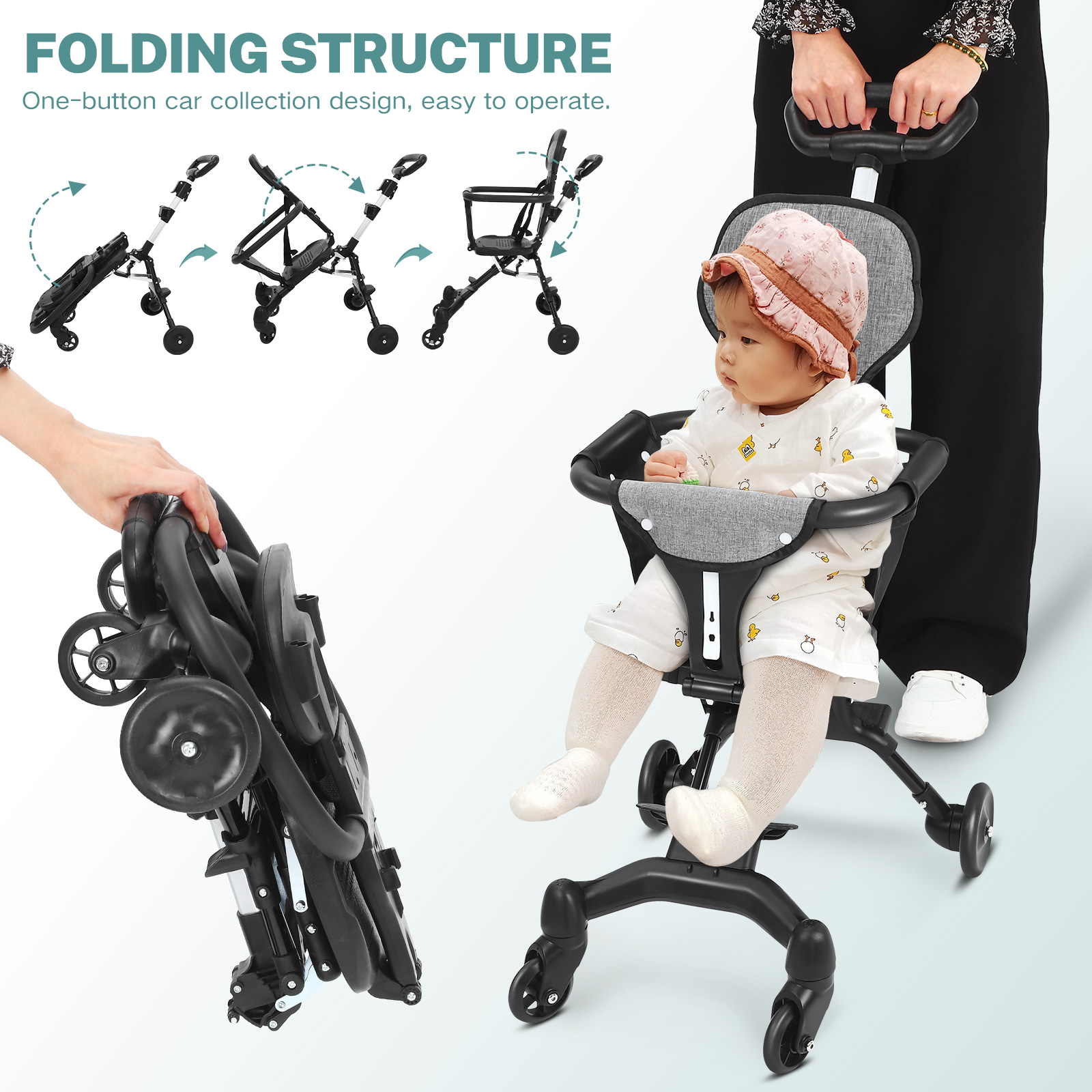 Lightweight Foldable Baby Stroller Compact - Siège pliable léger Compact pour bébé,