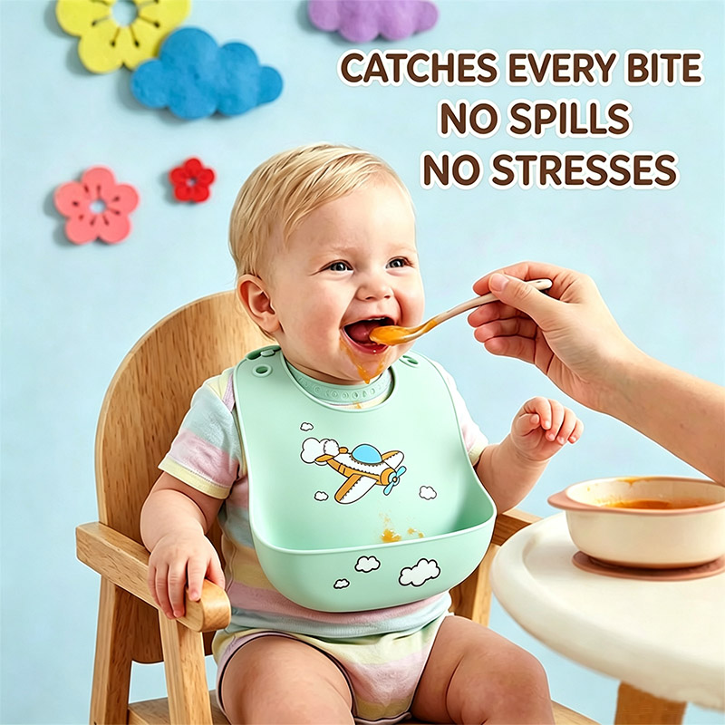 Waterproof Baby Bibs Silicone - Bavoir d'alimentation en silicone pour bébé,