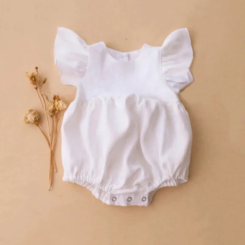 Baby Summer Linen Sleeveless Jumpsuit - Barboteuse d'été en coton et lin