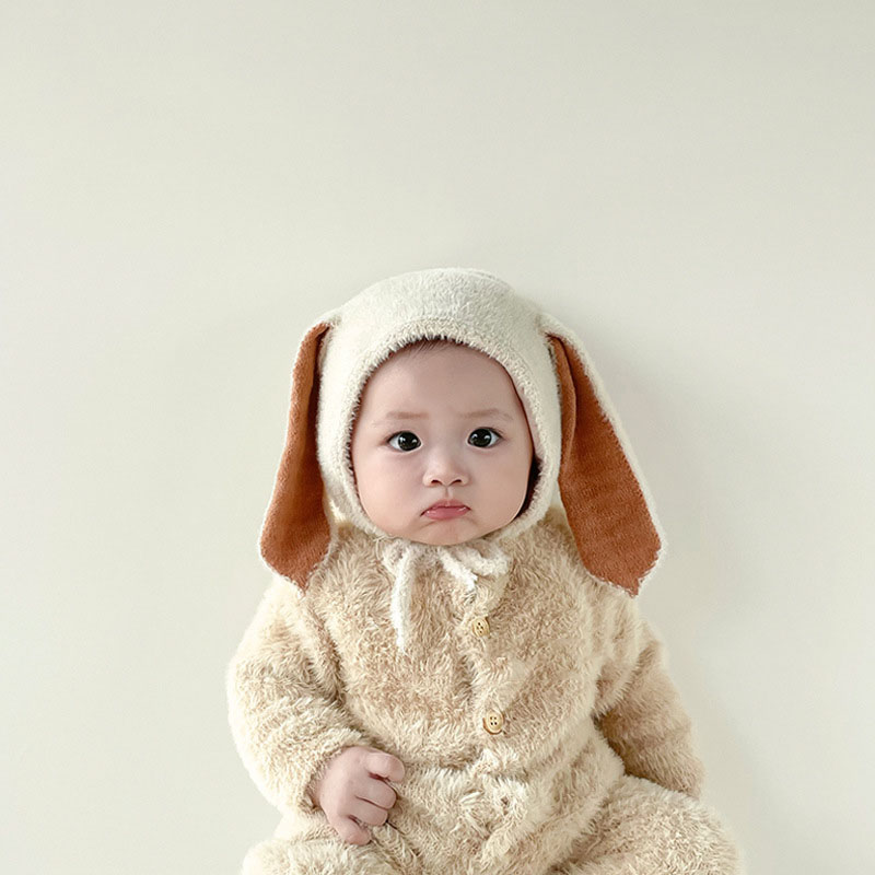 Infant Beanie Hat With Ears - Bonnet en peluche pour bébé avec