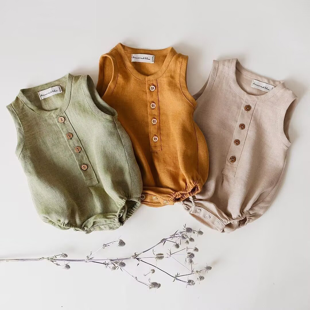 Baby Summer Linen Sleeveless Jumpsuit - Barboteuse en lin et coton pour