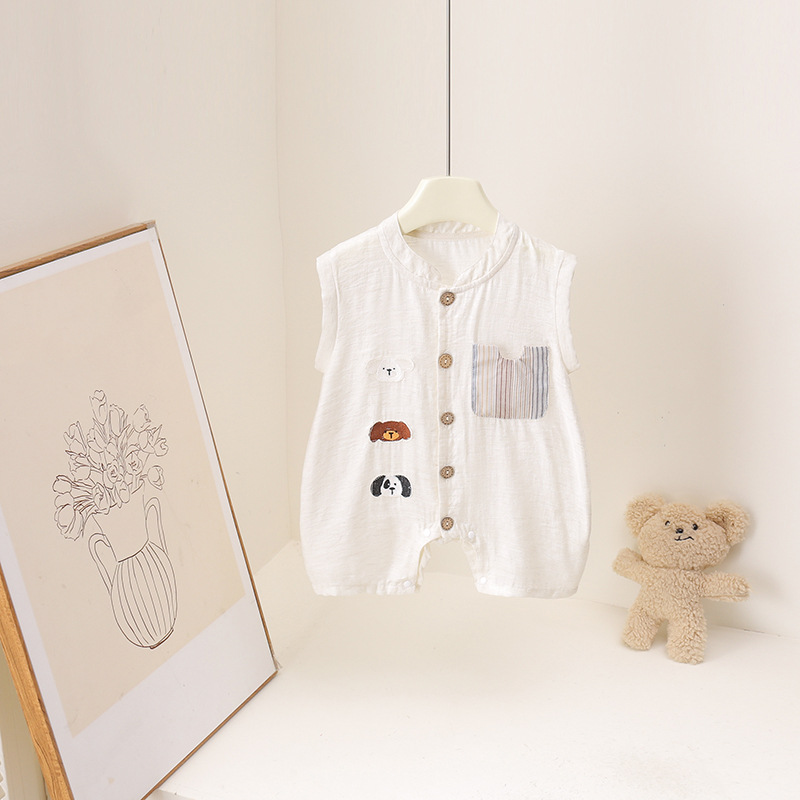 Baby Summer Linen Sleeveless Jumpsuit - Combinaison d'été pour bébés garçons, combinaison