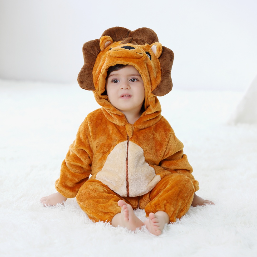 Nouveau-né bébé mignon Lion An - Cotton Baby Onesies Zipper avis et prix