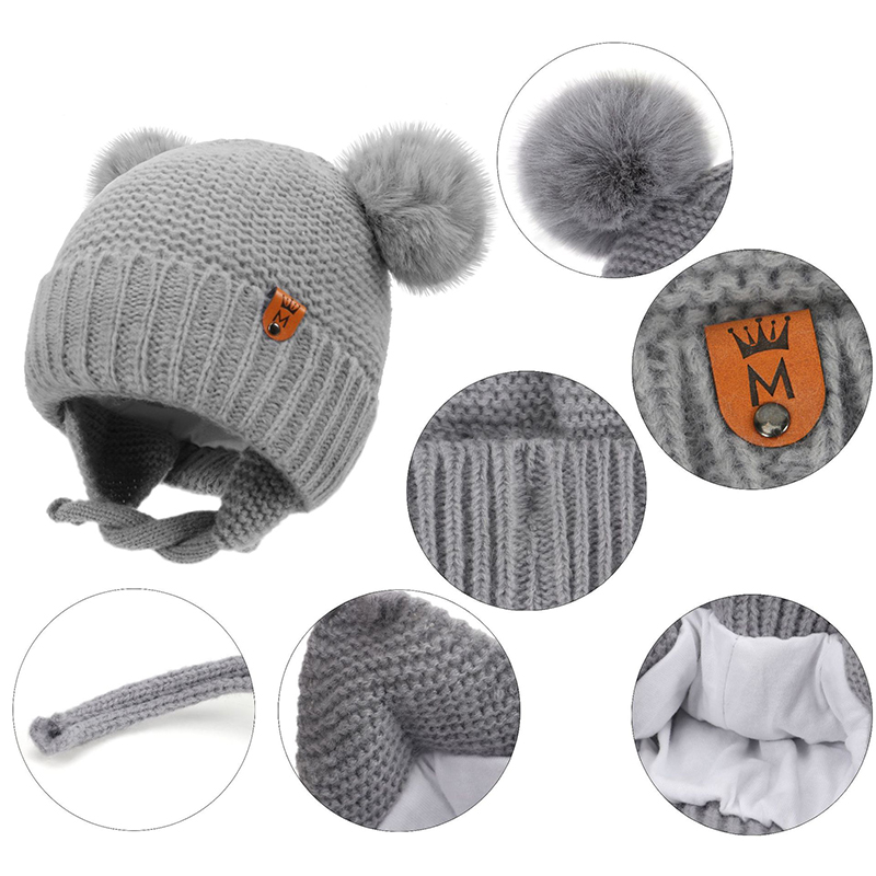 Bébé laine chapeau mignon boul - Infant Beanie Hat With Ears avis et prix