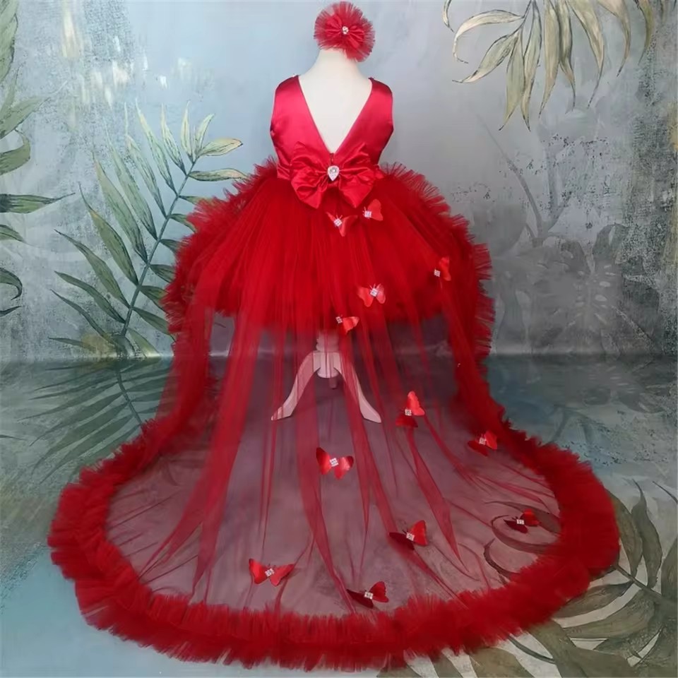 Robes à fleurs rouges personna - Toddler Girl Tulle Party Dress avis et prix