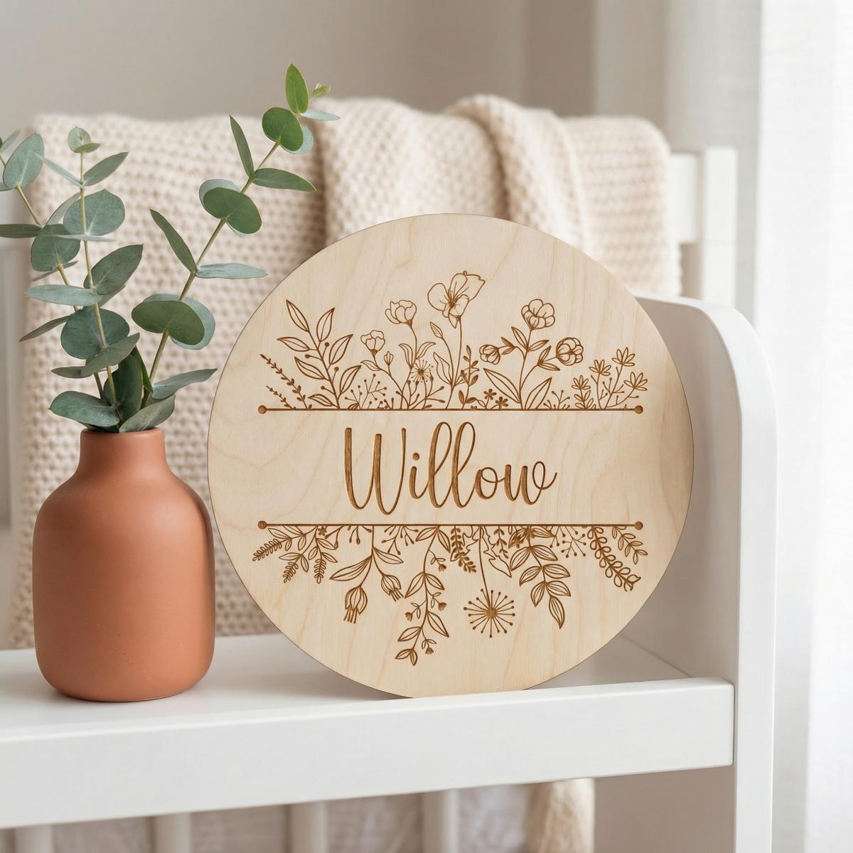 Plaque de nom de bébé ronde en - Nursery avis et prix