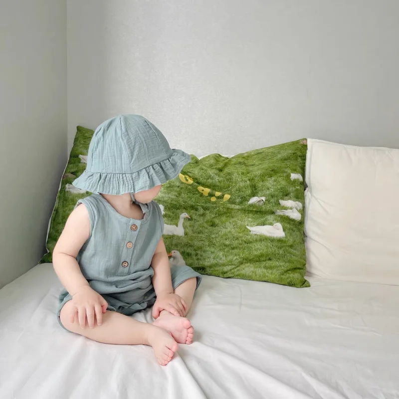 Barboteuse en coton avec chape - Baby Summer Linen Sleeveless Jumpsuit avis et prix