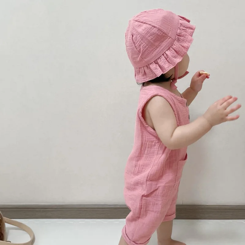 Barboteuse en coton avec chape - Baby Summer Linen Sleeveless Jumpsuit avis et prix