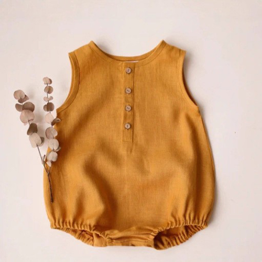 Barboteuse en lin et coton pou - Baby Summer Linen Sleeveless Jumpsuit avis et prix